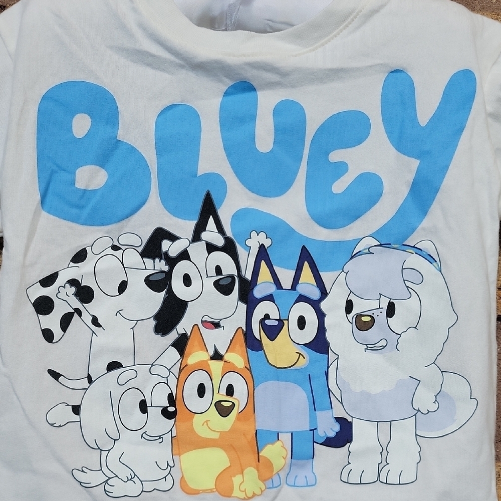 Bluey White T-shirt With Bluey Characters Size 5T - Picture 3 of 7